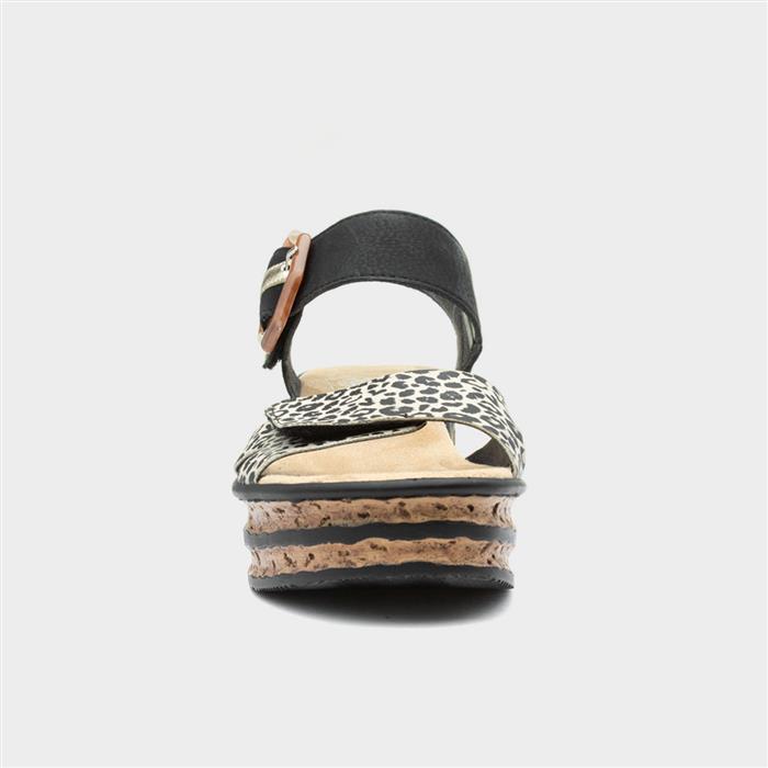 Antistress Womens Black Wedge Sandal