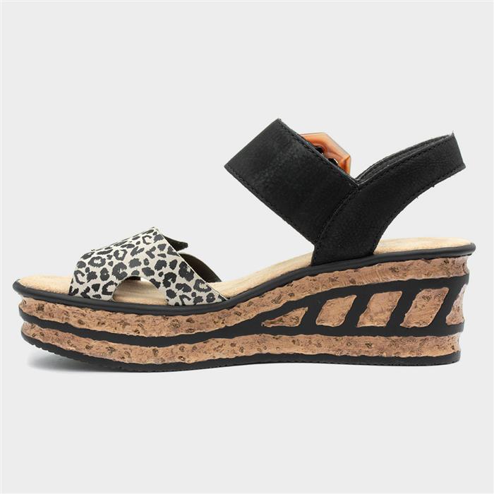 Antistress Womens Black Wedge Sandal
