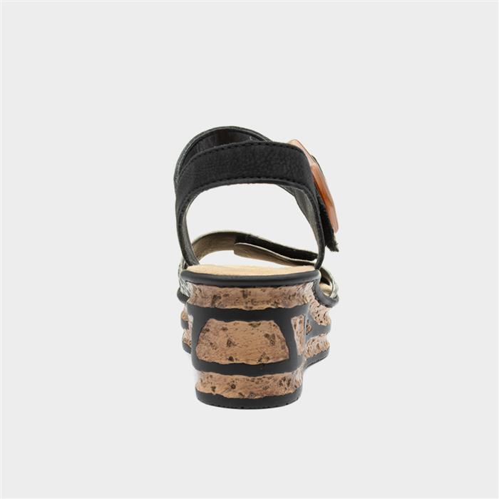 Antistress Womens Black Wedge Sandal