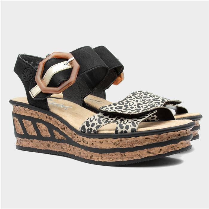 Antistress Womens Black Wedge Sandal