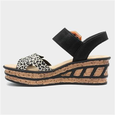 Antistress Womens Black Wedge Sandal