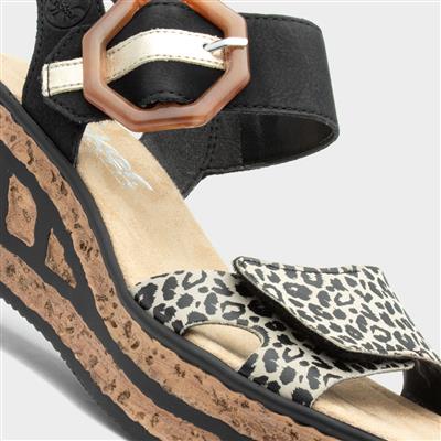 Antistress Womens Black Wedge Sandal