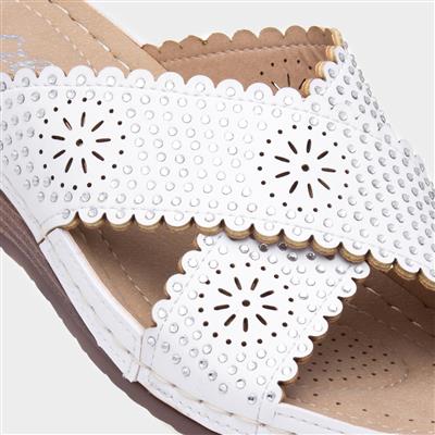 Sybil Womens White Slip On Wedge Sandal