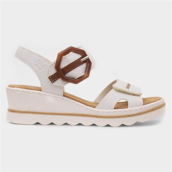 Rieker Women's White Antistress Wedge Sandal Size 40