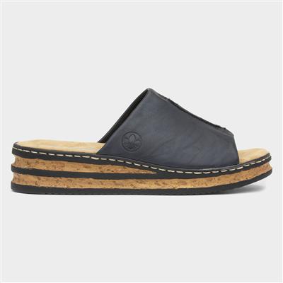 Antistress Womens Navy Wedged Mule Sandal