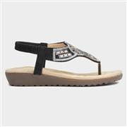 Lilley Womens Black Embellished Toe Post Sandal (Click For Details)