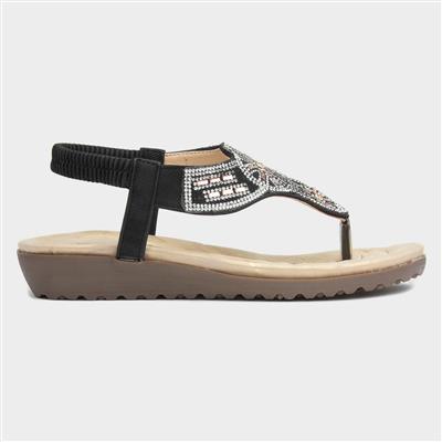 Savanna Womens Black Toe Post Sandal