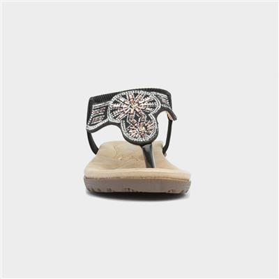 Savanna Womens Black Toe Post Sandal