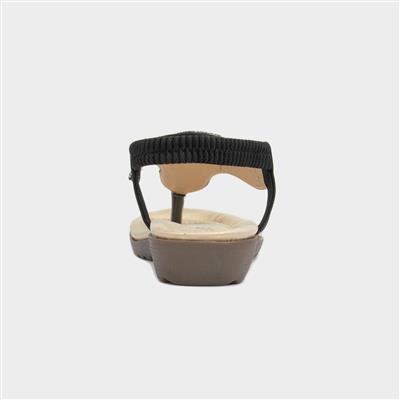 Savanna Womens Black Toe Post Sandal