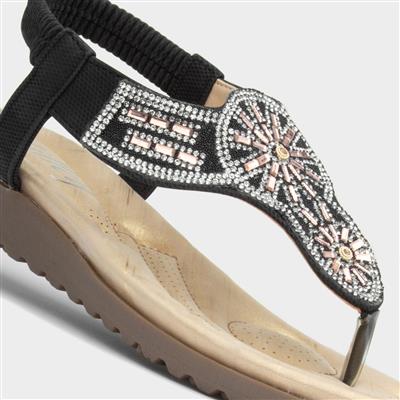 Savanna Womens Black Toe Post Sandal