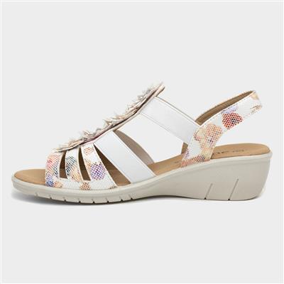 Womens White Floral Sandals