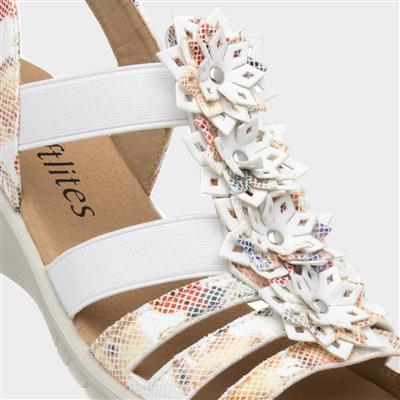 Womens White Floral Sandals