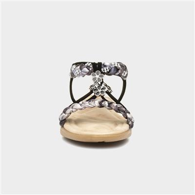 Simone Womens Black Ribbon Twist Sandal