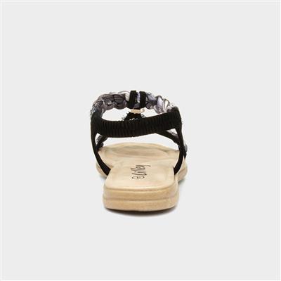 Simone Womens Black Ribbon Twist Sandal
