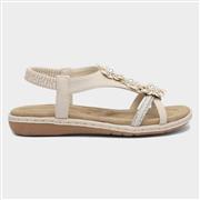 Lilley Womens Cream Diamante Sandal (Click For Details)