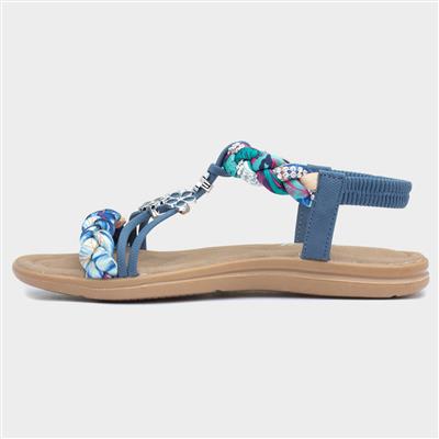 Simone Womens Blue Ribbon Twist Sandal