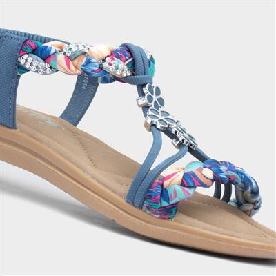 Simone Womens Blue Ribbon Twist Sandal