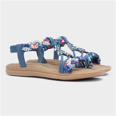 Simone Womens Blue Ribbon Twist Sandal