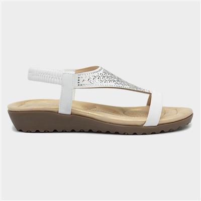 Womens White Diamante Sandal