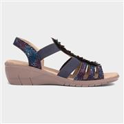 Softlites Womens Navy Floral Strappy Sandal (Click For Details)