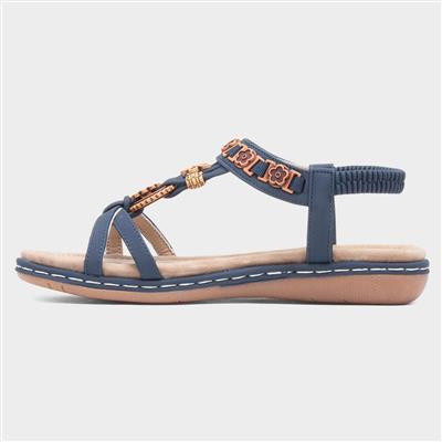 Saskia Womens Navy Beaded Sandal