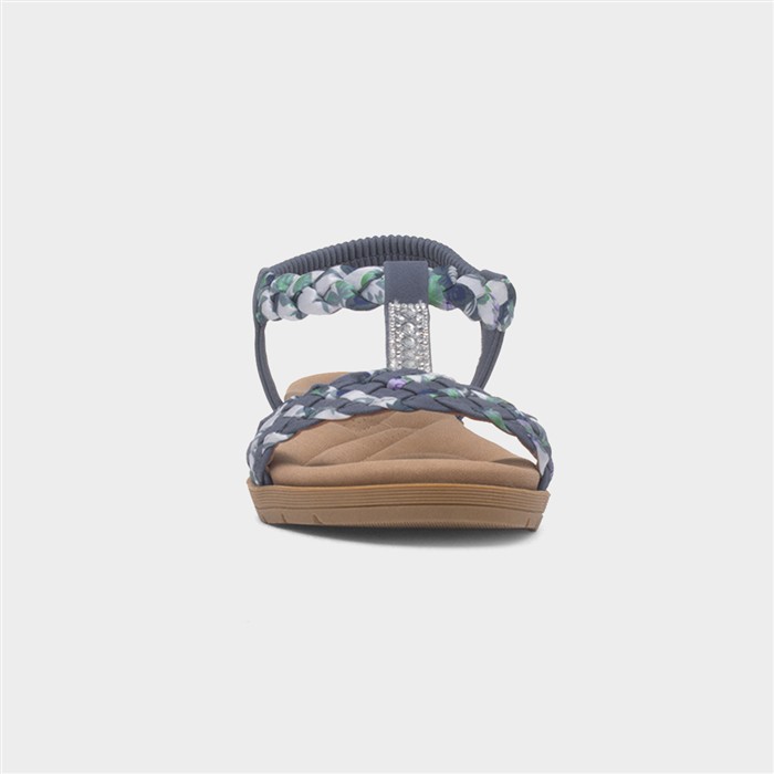 Womens Blue Ribbon Twist Diamante Sandals