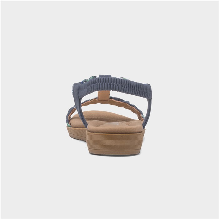 Womens Blue Ribbon Twist Diamante Sandals