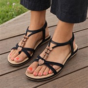 Lilley Womens Black Strappy Beaded Slip On Sandal (Click For Details)