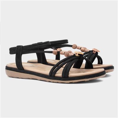 Womens Black Strappy Sandal