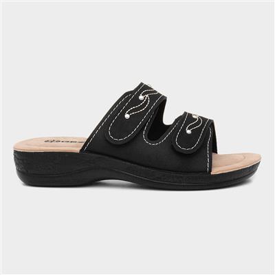 Womens Black Slip On Mule Sandal