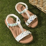 Lilley Womens White Ribbon Twist Open Toe Sandal (Click For Details)