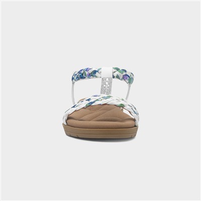 Womens White Ribbon Twist Open Toe Sandal