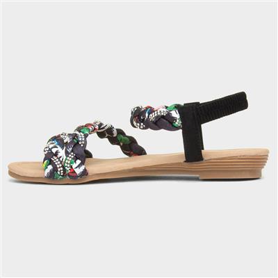 Selena Womens Black Strappy Ribbon Sandal