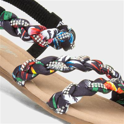 Selena Womens Black Strappy Ribbon Sandal