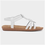 Lilley Womens White Diamante Feather Sandal (Click For Details)