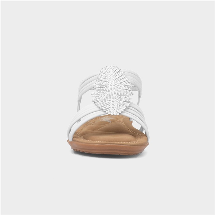 Womens White Diamante Feather Sandal