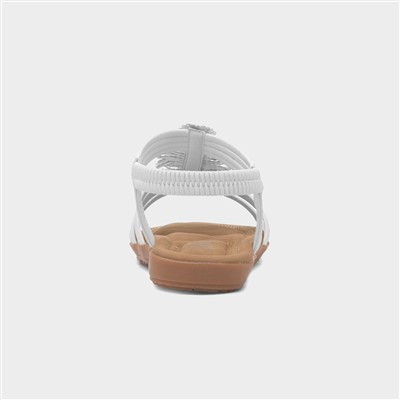 Womens White Diamante Feather Sandal