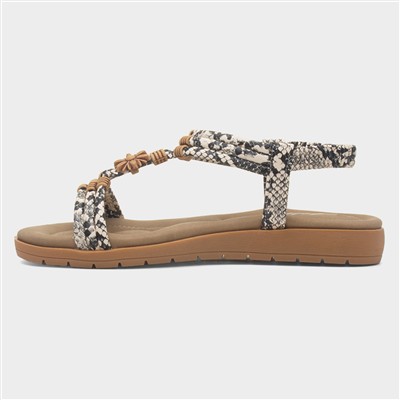 Womens Multi Snake Print Slip On Sandal