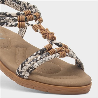 Womens Multi Snake Print Slip On Sandal