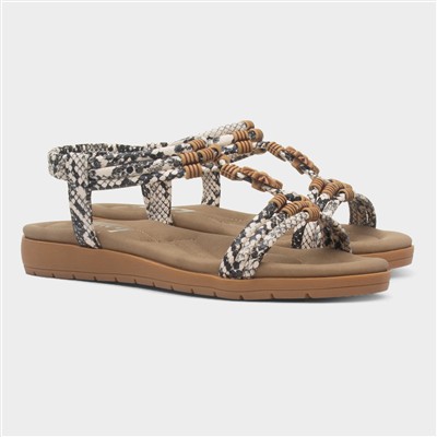 Womens Multi Snake Print Slip On Sandal