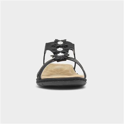 Womens Black T-Bar Strappy Sandal