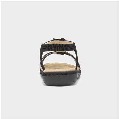 Womens Black T-Bar Strappy Sandal