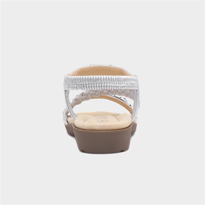 Womens Silver Gem Plaited Slip On Sandal