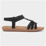 Lilley Womens Black Diamante Feather Sandal (Click For Details)