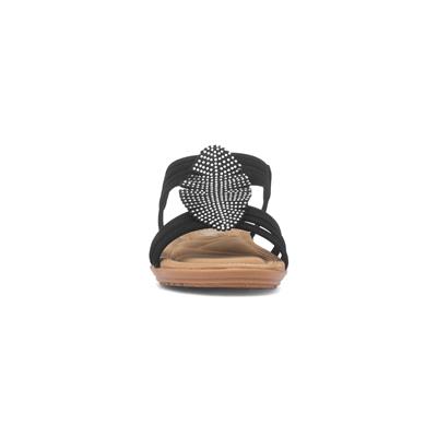 Womens Black Diamante Feather Sandal