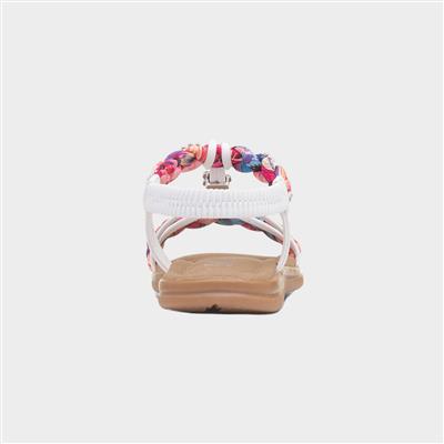 Womens White Ribbon Twist Sandal