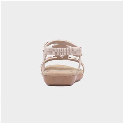 Womens Beige Beaded Strappy Sandal