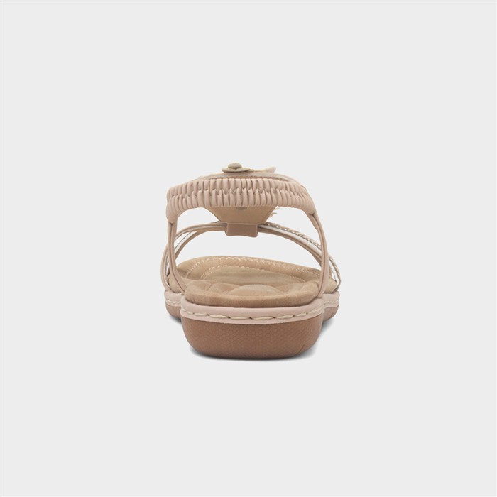 Womens Cream Diamante & Flowers Sandals