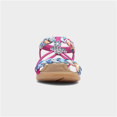 Simone Womens Fuchsia Ribbon Twist Sandal