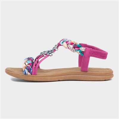 Simone Womens Fuchsia Ribbon Twist Sandal